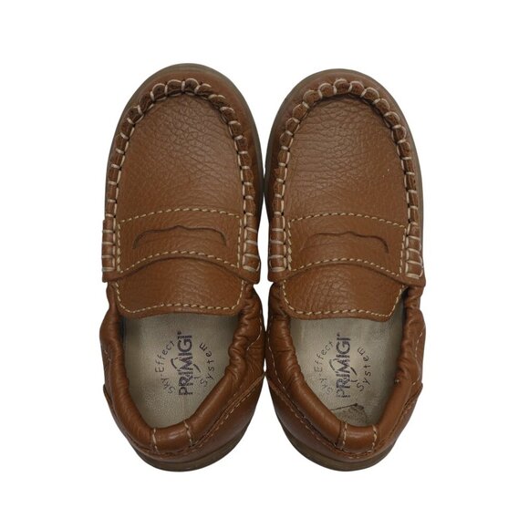 Primigi First Steps Penny Loafers Moccasins Brown Leather Elastic Toddler Boy 9 - Picture 7 of 12